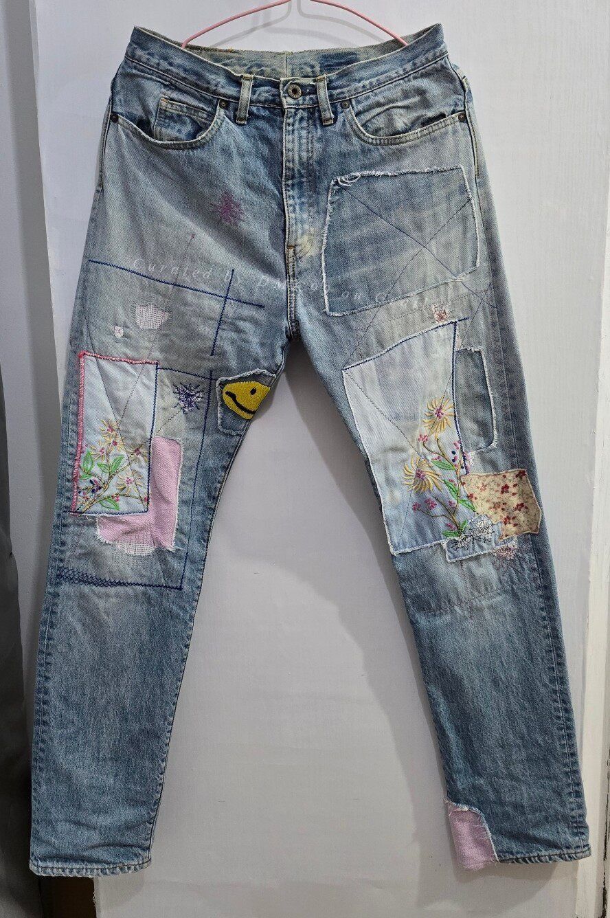 Kapital Kapital Embroidered Floral Smiley Patch Jeans Size US 34 / EU 50 - 1 Thumbnail