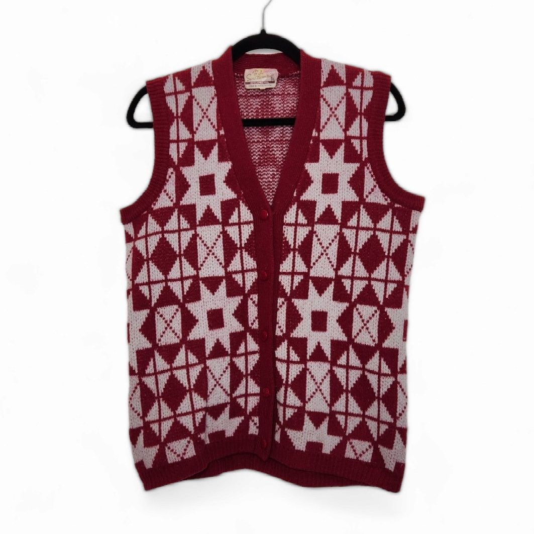 Vintage Vintage 70s Wool Snow Mountain Vest Nordic Abstract Art Size US M / EU 48-50 / 2 - 1 Thumbnail