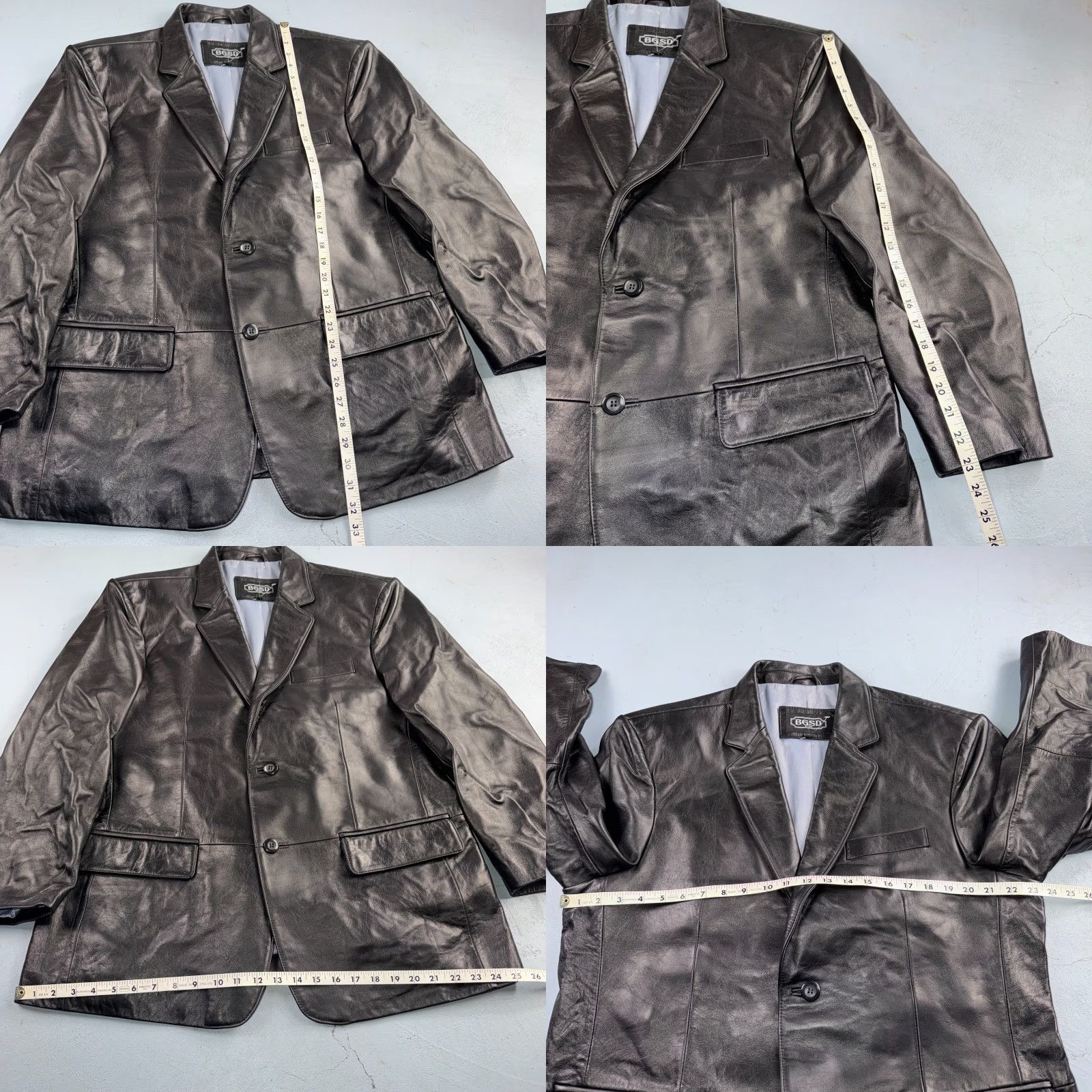 Vintage BGSD Mens Leather Jacket 2 Button Front Collared XL Black Size XL Men's Jacket Size US XL / EU 56 / 4 - 8 Thumbnail