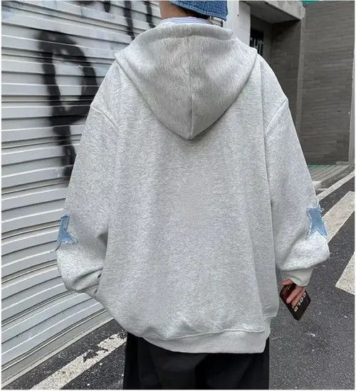 VIBE #15 Men's Star Patch Zip Up Hoodie Y2K Sweetshirt Size US L / EU 52-54 / 3 - 2 Thumbnail