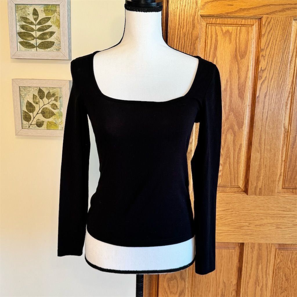 Shein Shein Women's Black Long Sleeve Square Neck Blouse Size M Size M / US 6-8 / IT 42-44 - 1 Thumbnail