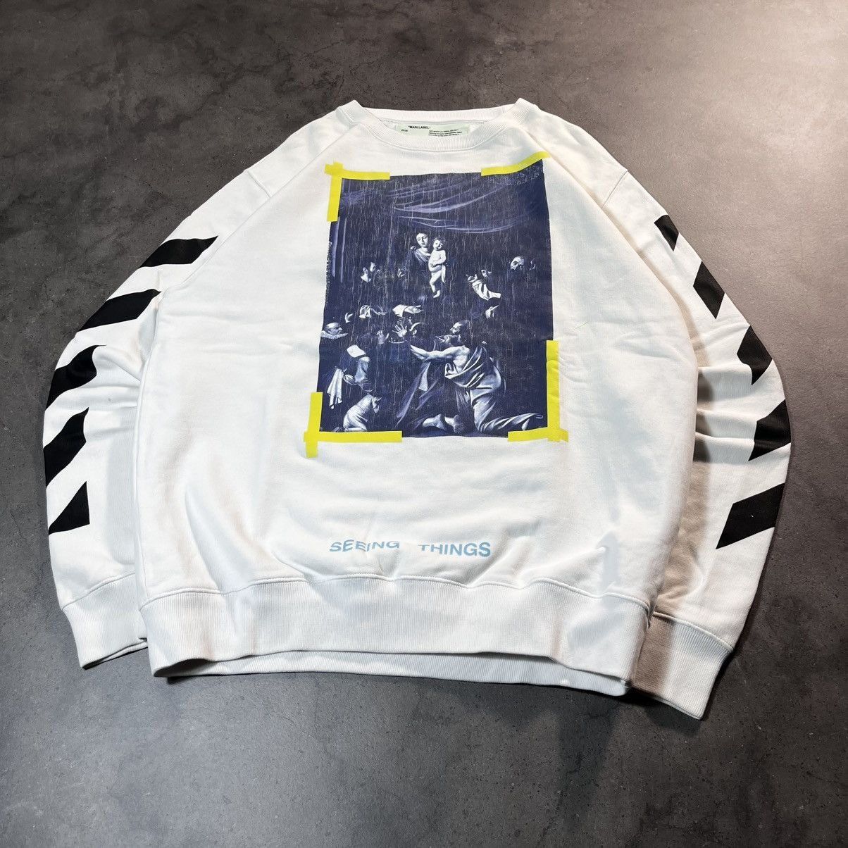 Off-White Off White Virgil Abloh Diagonals Caravaggio Crewneck Sweat Size US XL / EU 56 / 4 - 2 Thumbnail