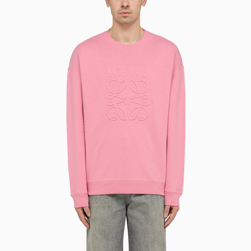 image of Loewe Crew-Neck Sweatshirt With Anagram Candy Pink, Men's (Size XS)