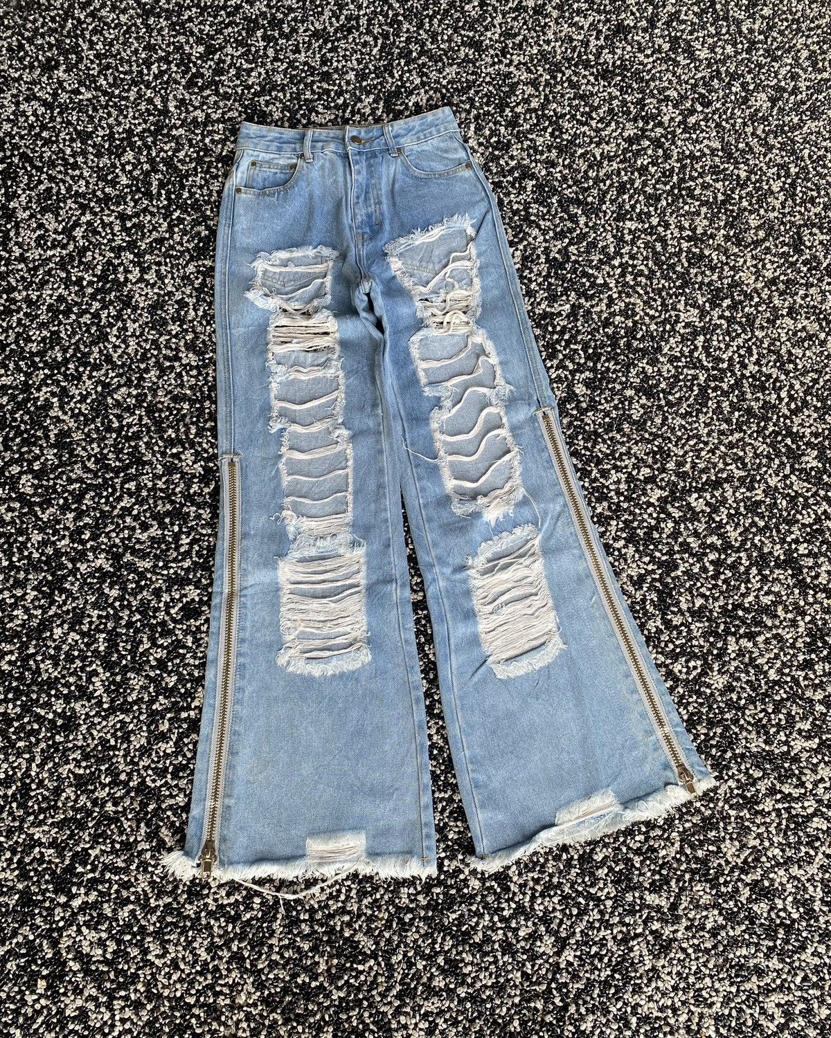 If Six Was Nine INSANE🔥ONE SPO JAPAN DISTRESS RIPS ZIPPER LEG DENIM JEANS Size 25" / US 0 / IT 36 - 7 Thumbnail