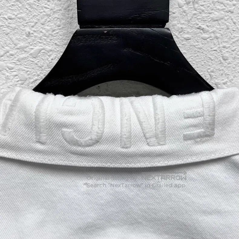 Balenciaga Balenciaga Collar Embroidered Ribbon White Denim Jacket Size S / US 4 / IT 40 - 4 Thumbnail