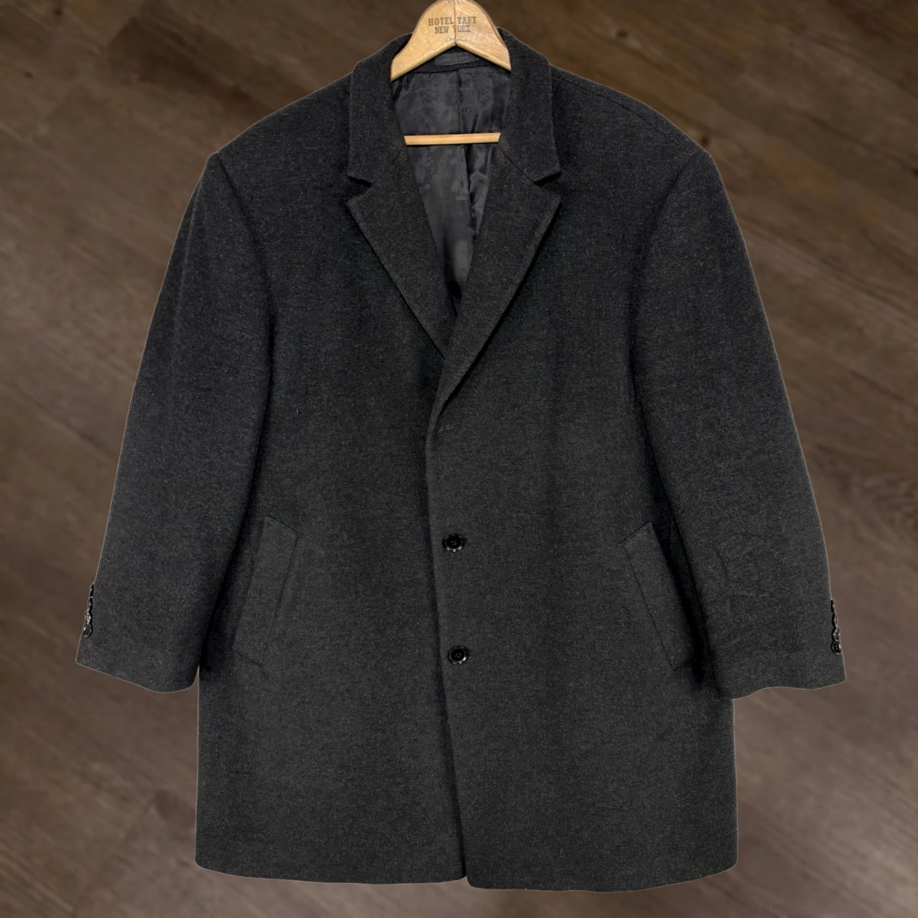 Calvin Klein Calvin Klein Coat Mens 48R Charcoal Gray Wool Cashmere Overcoat Pacific Model Size US M / EU 48-50 / 2 - 1 Thumbnail