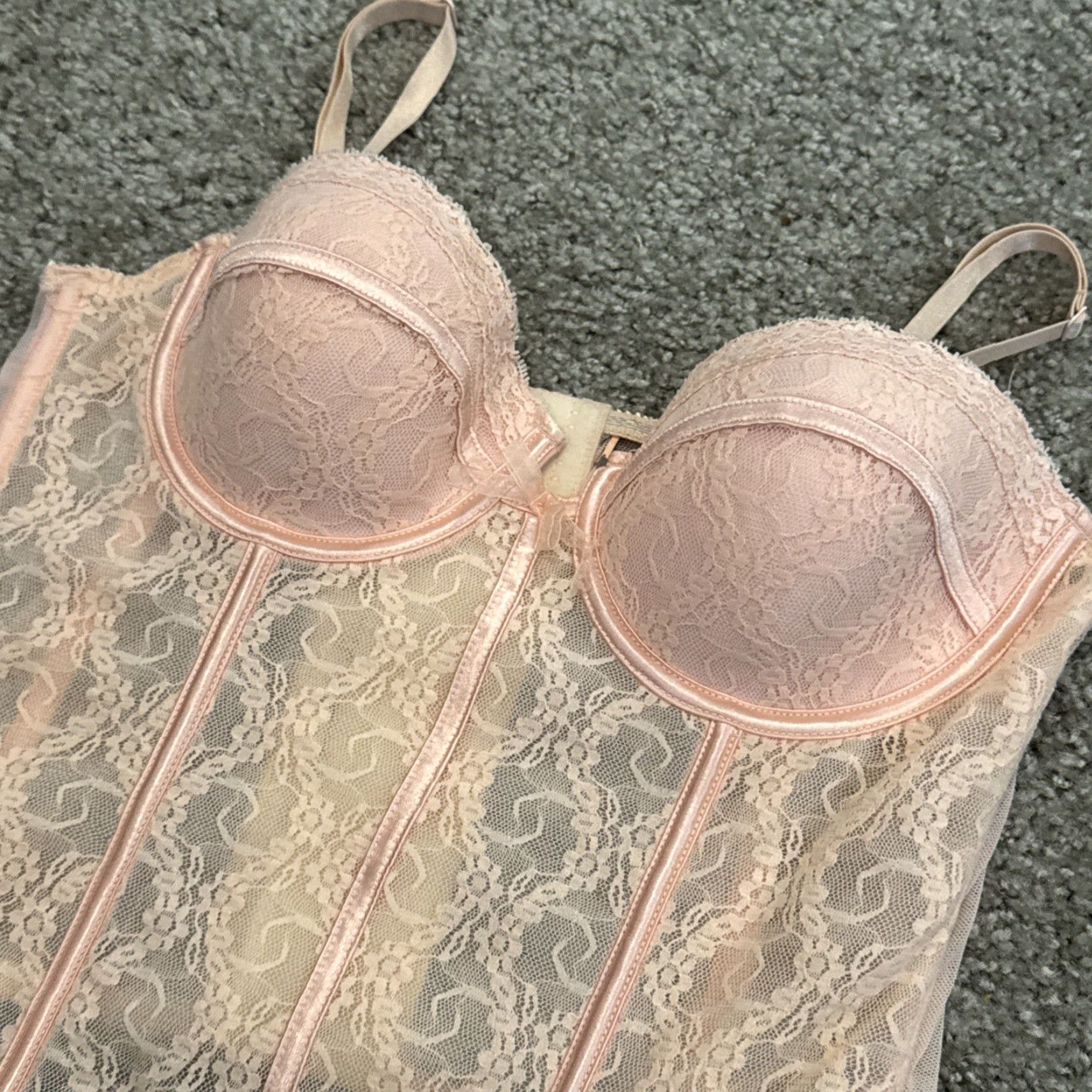 Vintage Ambrielle Corset Top Shirt Womens M Light Pink Lace Y2K VTG Medium Size M / US 6-8 / IT 42-44 - 3 Thumbnail