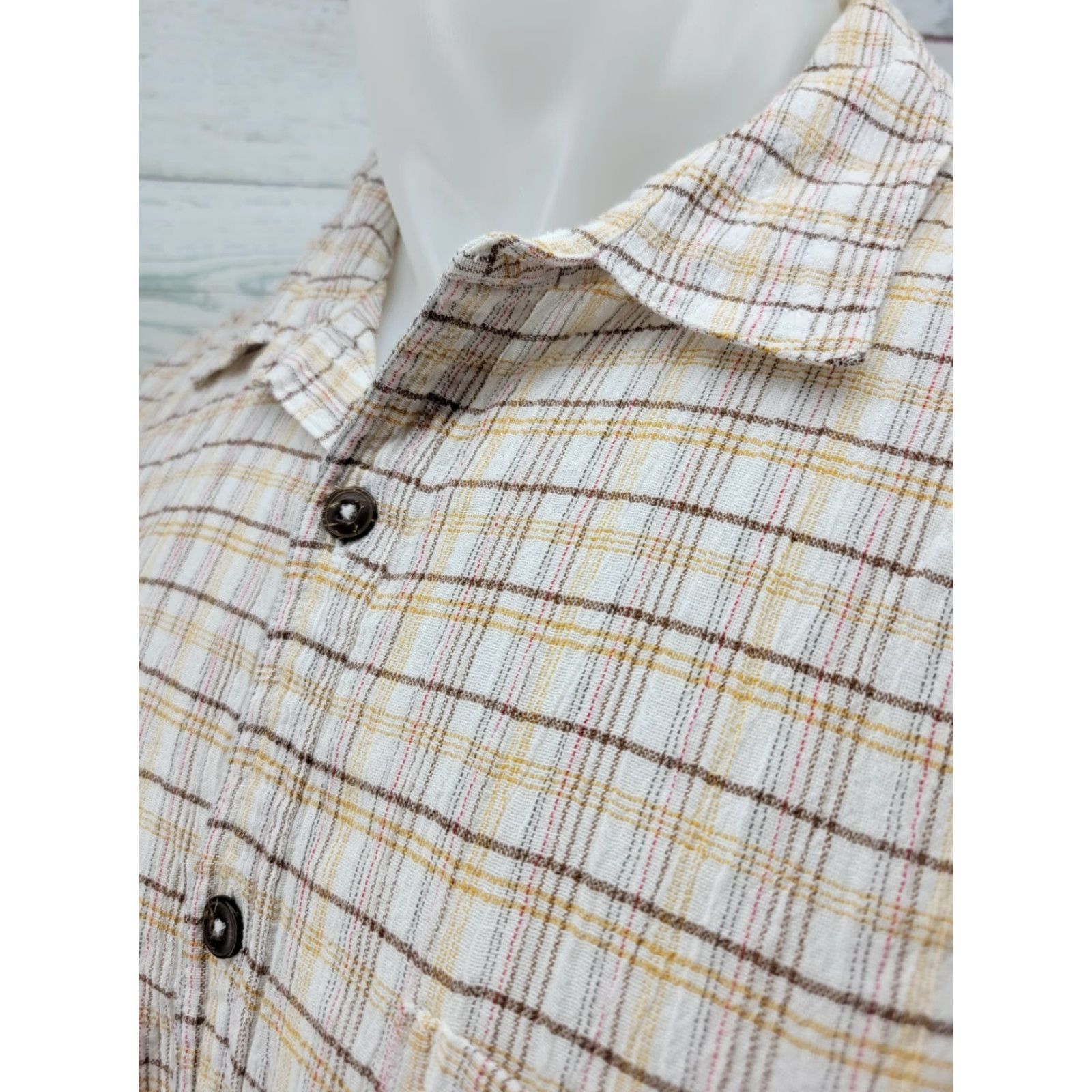 Patagonia VINTAGE Patagonia Shirt Mens Large Plaid Textured Button Front Crushed Style Size US L / EU 52-54 / 3 - 4 Thumbnail