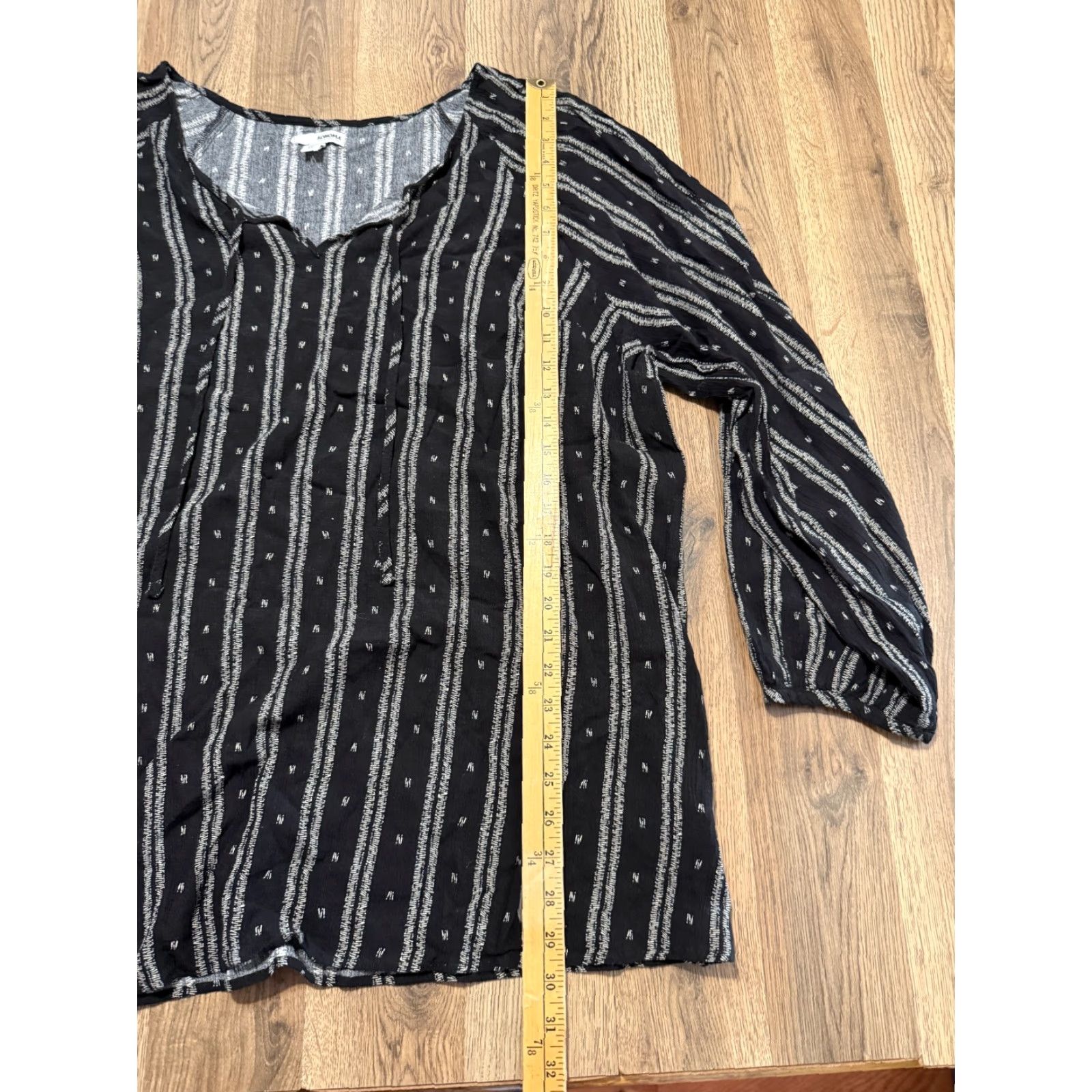 Vintage Sonoma Blouse Women's Plus Size 3X Black White Striped Long Sleeve V-neck Size XXL / US 16-18 / IT 52-54 - 7 Thumbnail