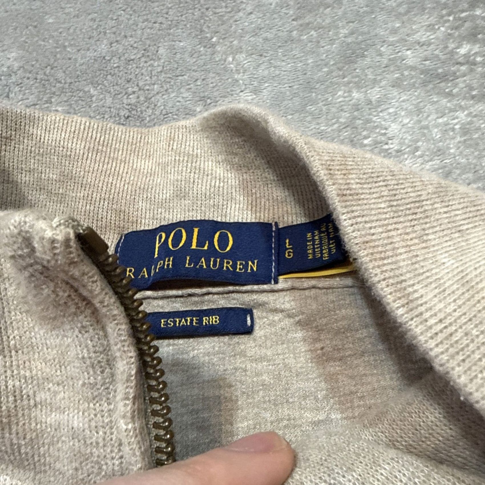 Polo Ralph Lauren Polo Ralph Lauren Quarter Zip Pullover Sweater Men’s Large Beige Estate Rib Mock Neck Logo Embroidered Knit Cotton Mens Sweater Size US L / EU 52-54 / 3 - 3 Thumbnail