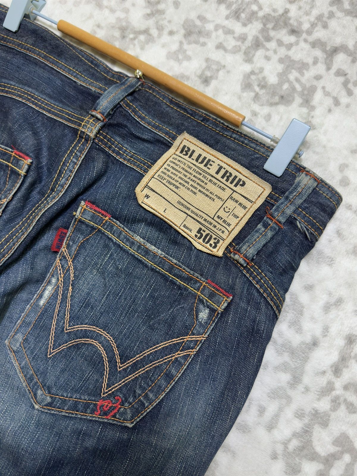 Edwin Vintage Edwin 503 Blue Trip Flared Denim Jeans Size US 31 - 11 Thumbnail