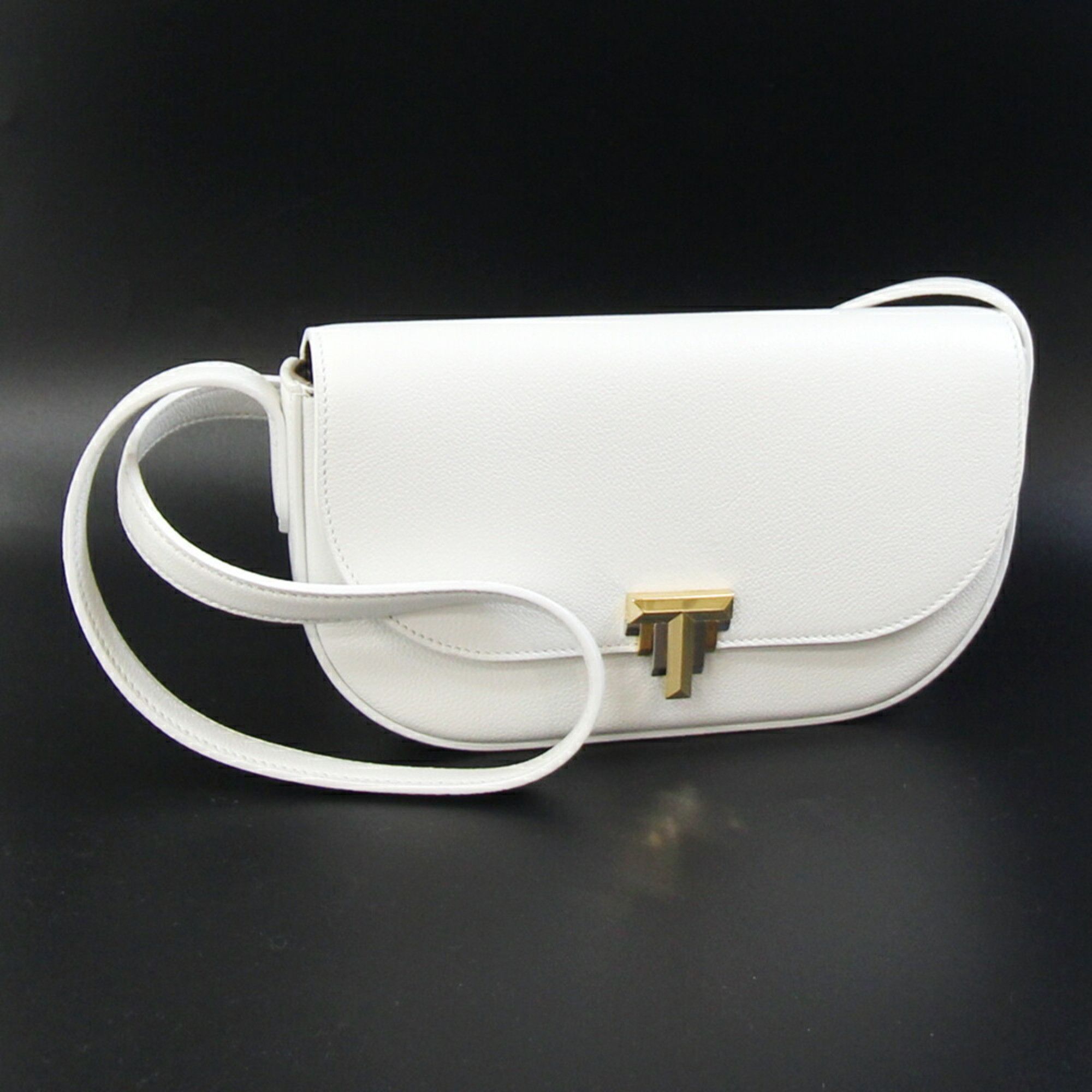 Tiffany Shoulder Bag T Deco Crossbody White Leather Pochette Women's TIFFANY & CO