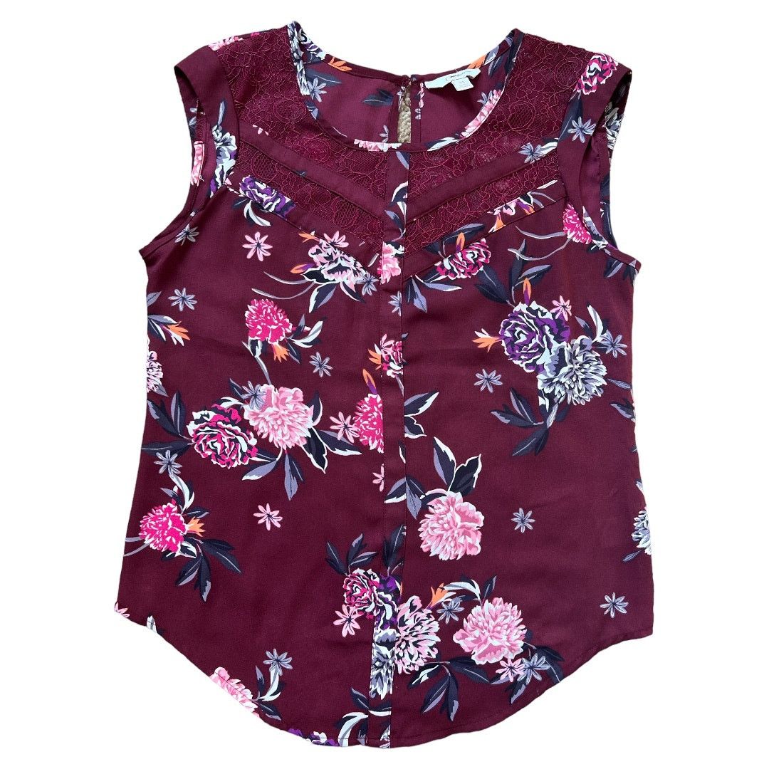 Other Candie's Burgandy Floral Print Sleeveless Top, XS Size XS / US 0-2 / IT 36-38 - 1 Thumbnail