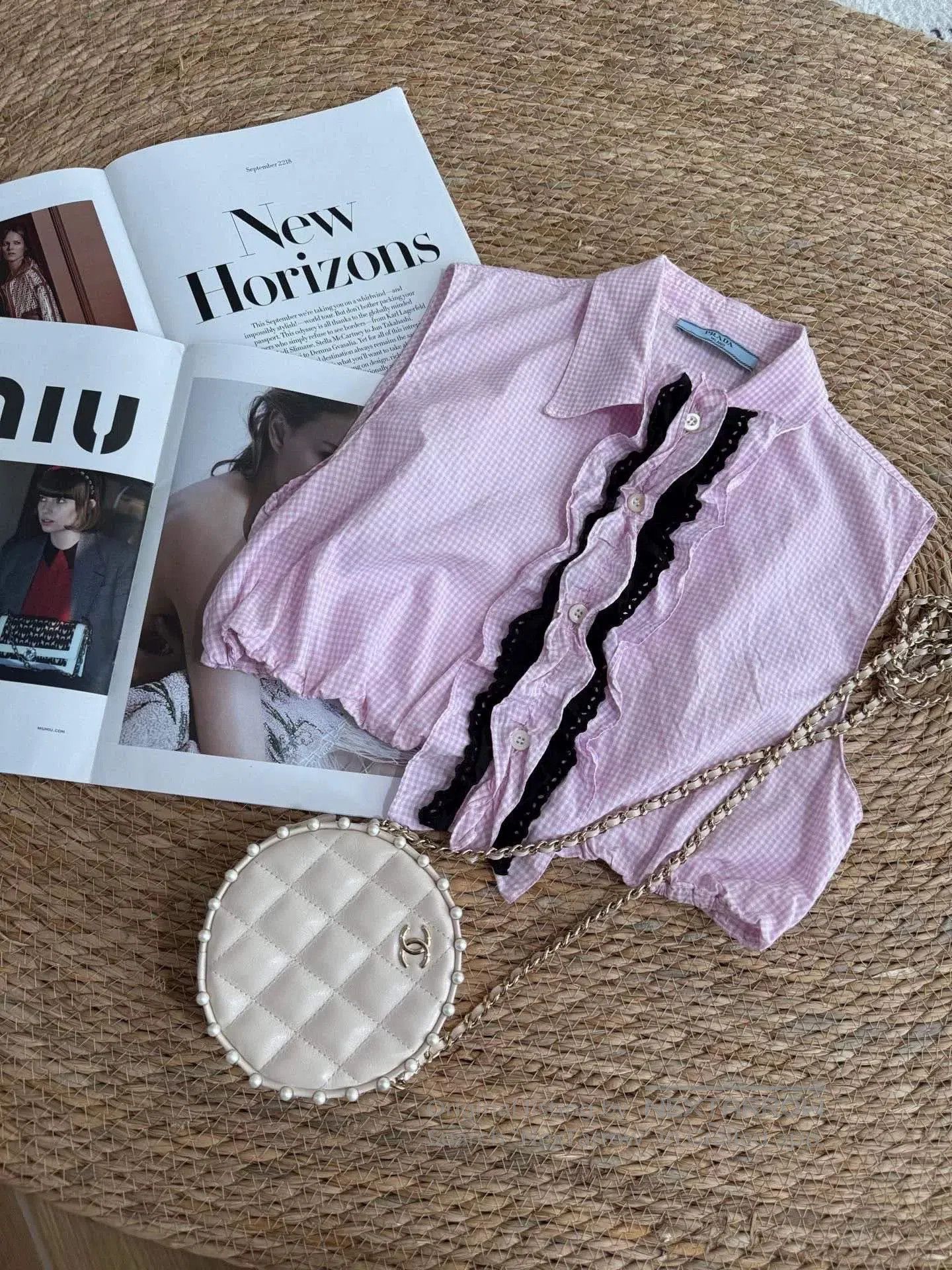 Prada Prada Sleeveless Short Shirt Removable Ruffle. Size L / US 10 / IT 46 - 1 Thumbnail