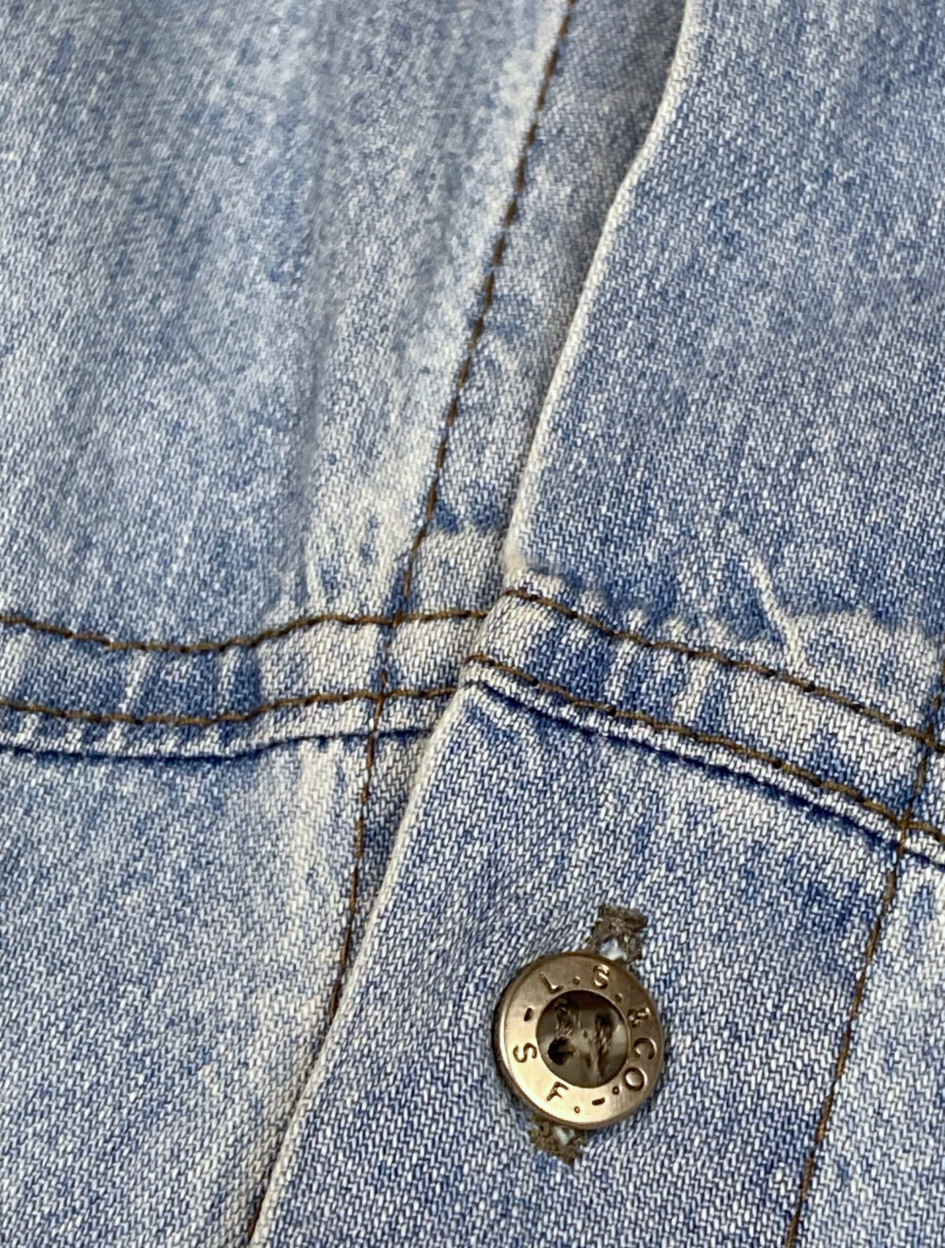 Jean 80s Vintage LEVI'S Big E White Tab Light Blue Denim Shirt Size US L / EU 52-54 / 3 - 6 Thumbnail