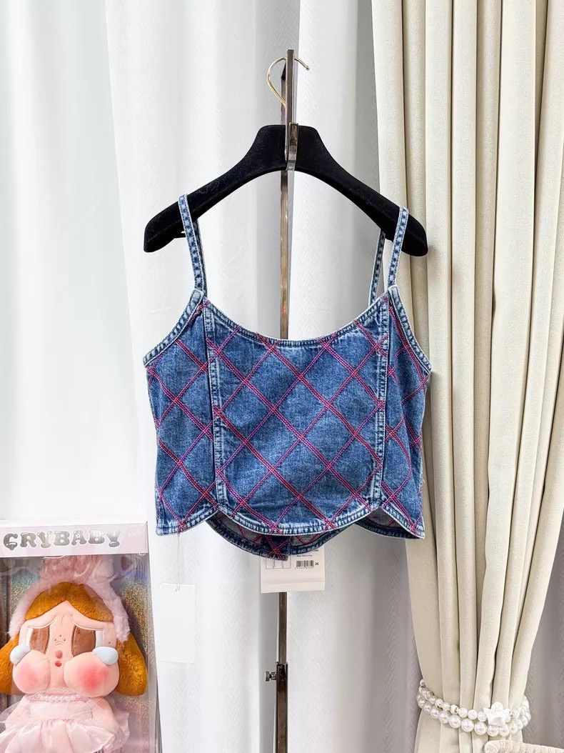 Chanel Chanel Blue diamond check denim suspenders Size XS / US 0-2 / IT 36-38 - 3 Thumbnail