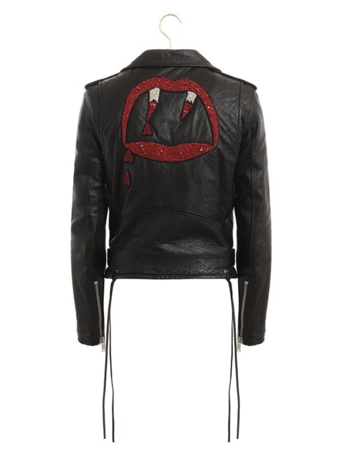image of Saint Laurent Paris Blood Luster Leather Biker Jacket in Black, Men's (Size Small)