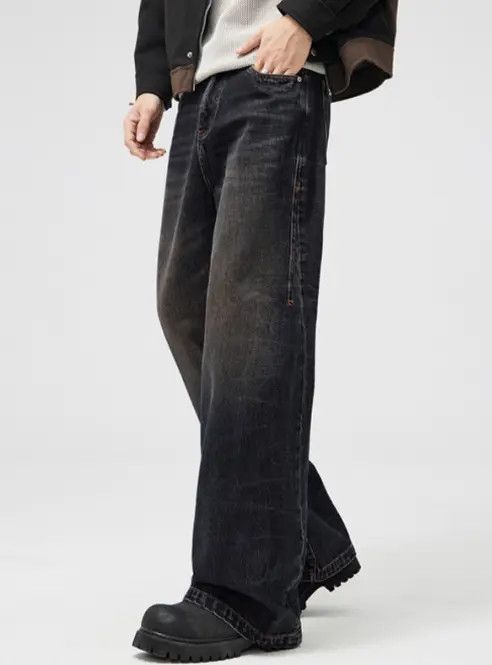 Japanese Brand American trendy high street men's straight washed jeans Size US 32 / EU 48 - 4 Thumbnail