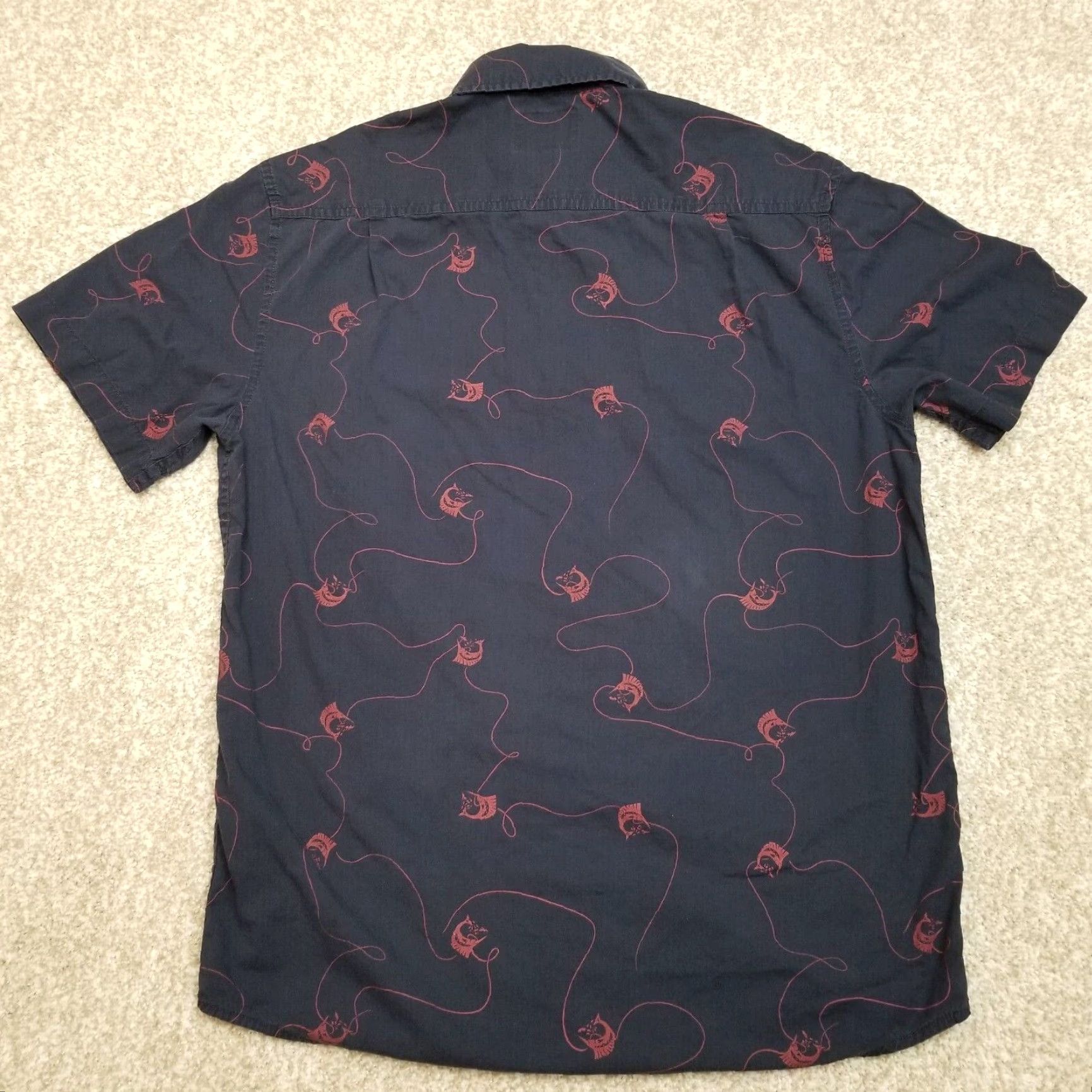 Vintage Retrofit Shirt Mens Small Blue Saltwater Fishing Print Short Sleeve 100% Cotton Shirt Casual With Pockets UV Protection Size US S / EU 44-46 / 1 - 6 Thumbnail