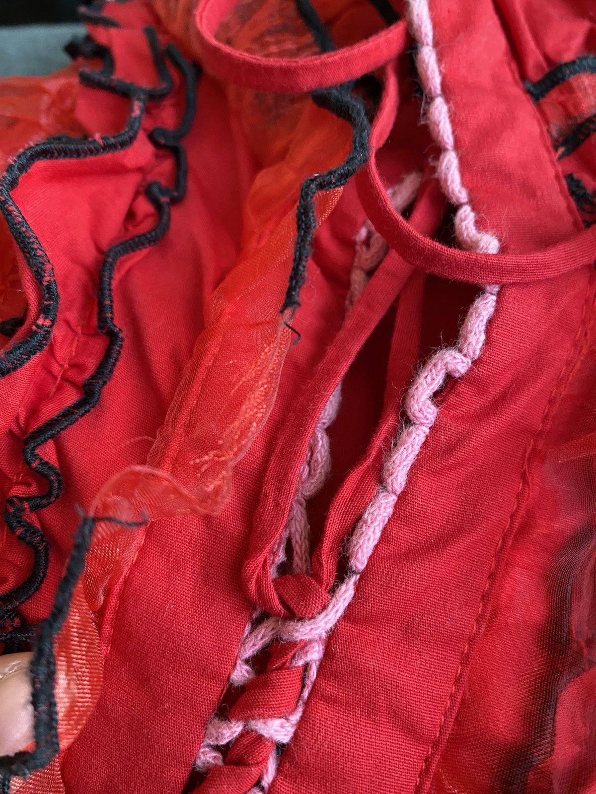 Designer × Japanese Brand Heart 2 Heart Y2K red ruffle blouse shirt Size XS / US 0-2 / IT 36-38 - 22 Thumbnail