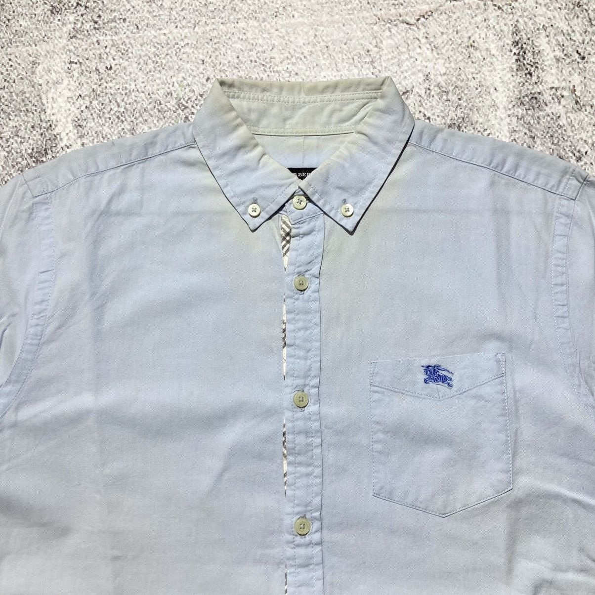 Burberry Vintage Burberry Black Label Pocket Logo Shirt Blue Luxury Size US M / EU 48-50 / 2 - 6 Thumbnail