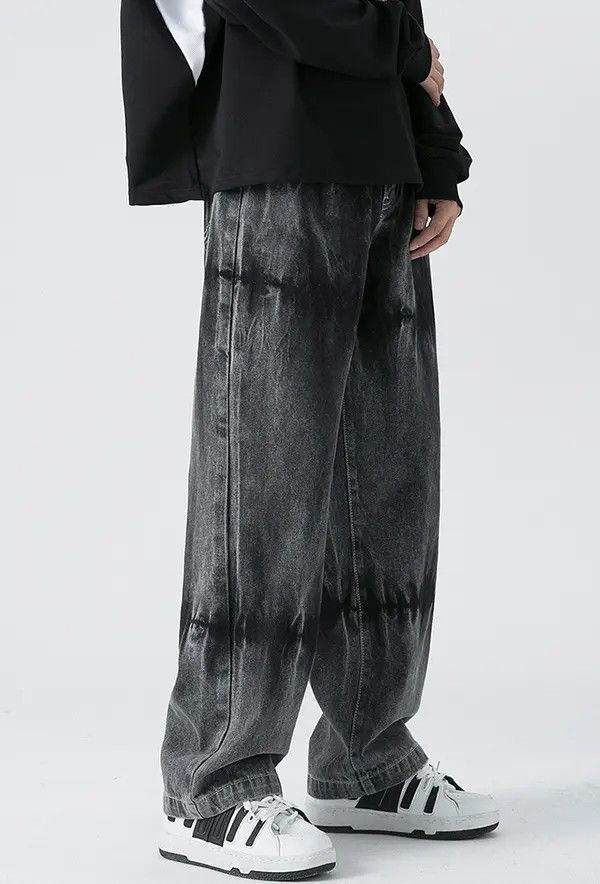 Japanese Brand Tie-dyed black loose American straight casual jeans Size US 32 / EU 48 - 5 Thumbnail