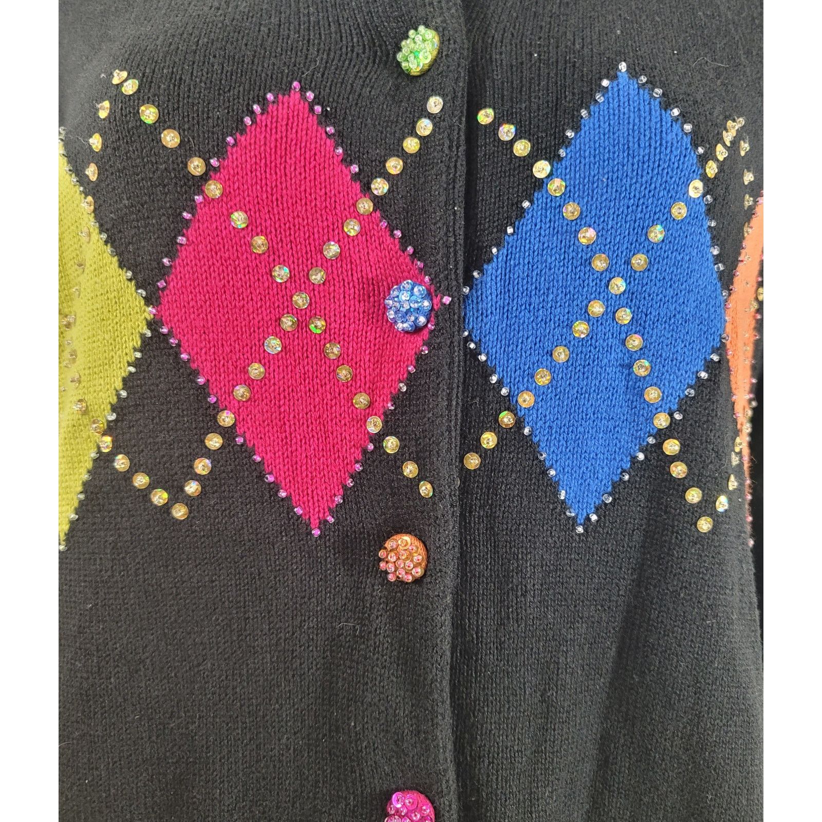 Other Jack B Quick Black Blue Yellow Button Cardigan Sweater 1XL Size XL / US 12-14 / IT 48-50 - 5 Thumbnail
