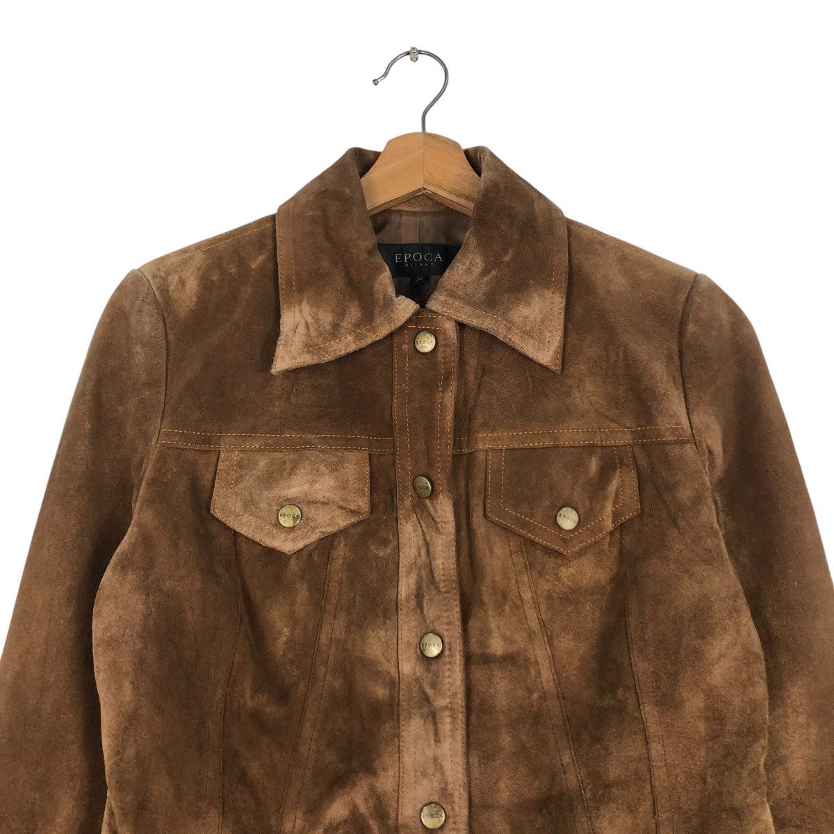 Japanese Brand 🔥CROPPED SUEDE LEATHER JACKET BIKER EPOCA ISSEY MIYAKE Size S / US 4 / IT 40 - 4 Thumbnail