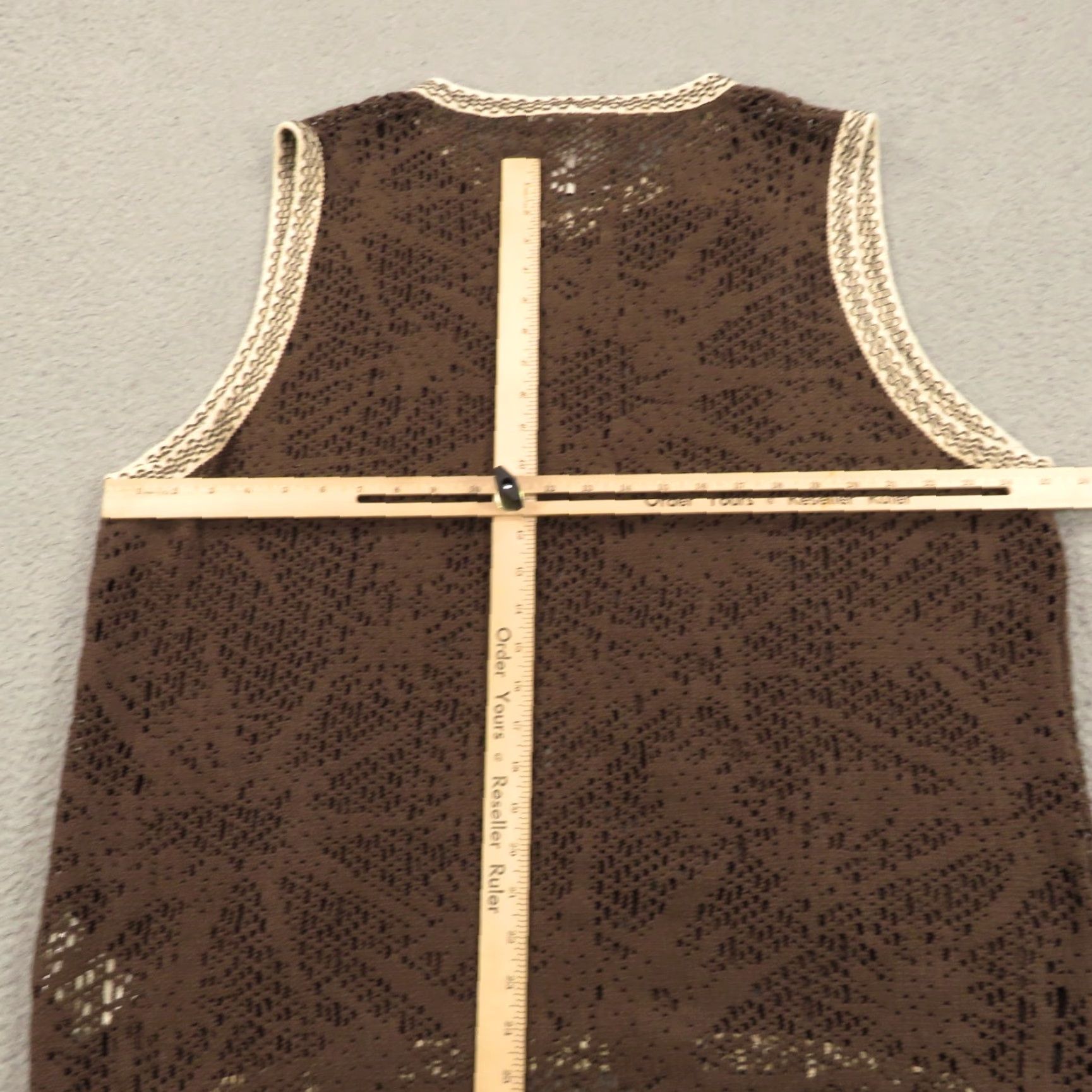 OAS OAS Vest Mens 2XL Brown V Neck Crochet Knit Graphic Luxury Resort Poolside Casual Size US XXL / EU 58 / 5 - 7 Thumbnail