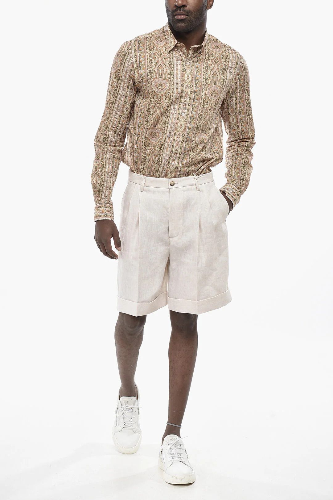 Valentino og1mm0426 Linen Short in Beige Size US 32 / EU 48 - 4 Thumbnail