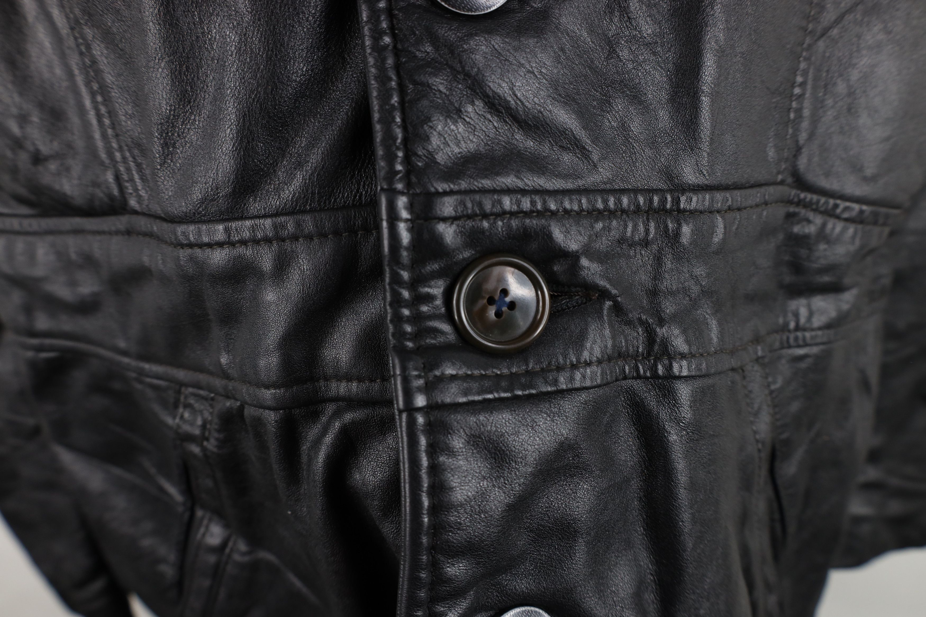Vintage Vintage 60s 70s Streetwear Leather Jacket Coat Black USA Size US XXL / EU 58 / 5 - 5 Thumbnail