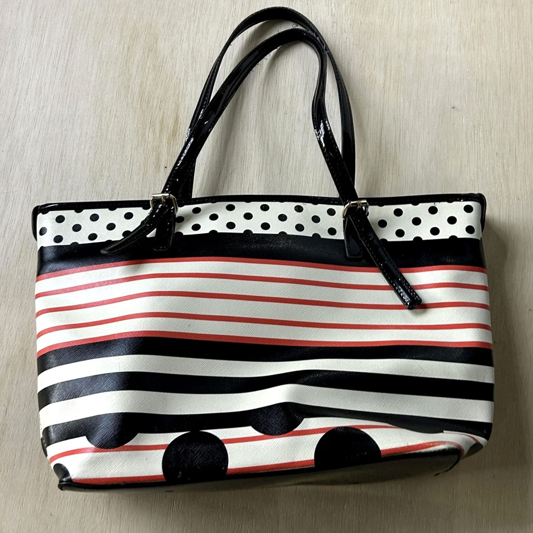 Anne Klein Anne Klein Bag Womens Medium Tote Multicolor Faux Leather Stripe Dot Pattern Size ONE SIZE - 3 Thumbnail