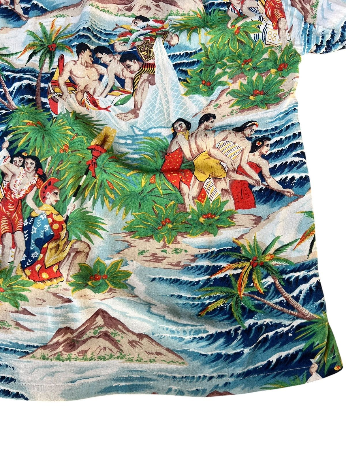 Sun Surf VTG Sun Surf Hula Girls Fisherman Crepe Rayon Hawaiian Shirt Size US M / EU 48-50 / 2 - 23 Thumbnail