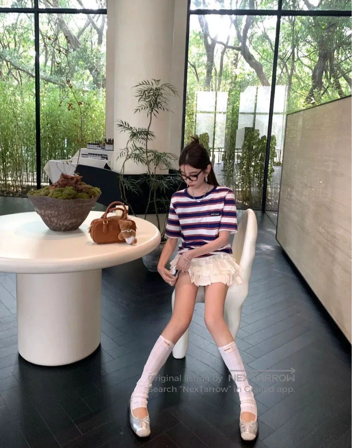 Miu Miu Miu Miu 24SS Blue White Stripe Tee. Size XS / US 0-2 / IT 36-38 - 9 Thumbnail