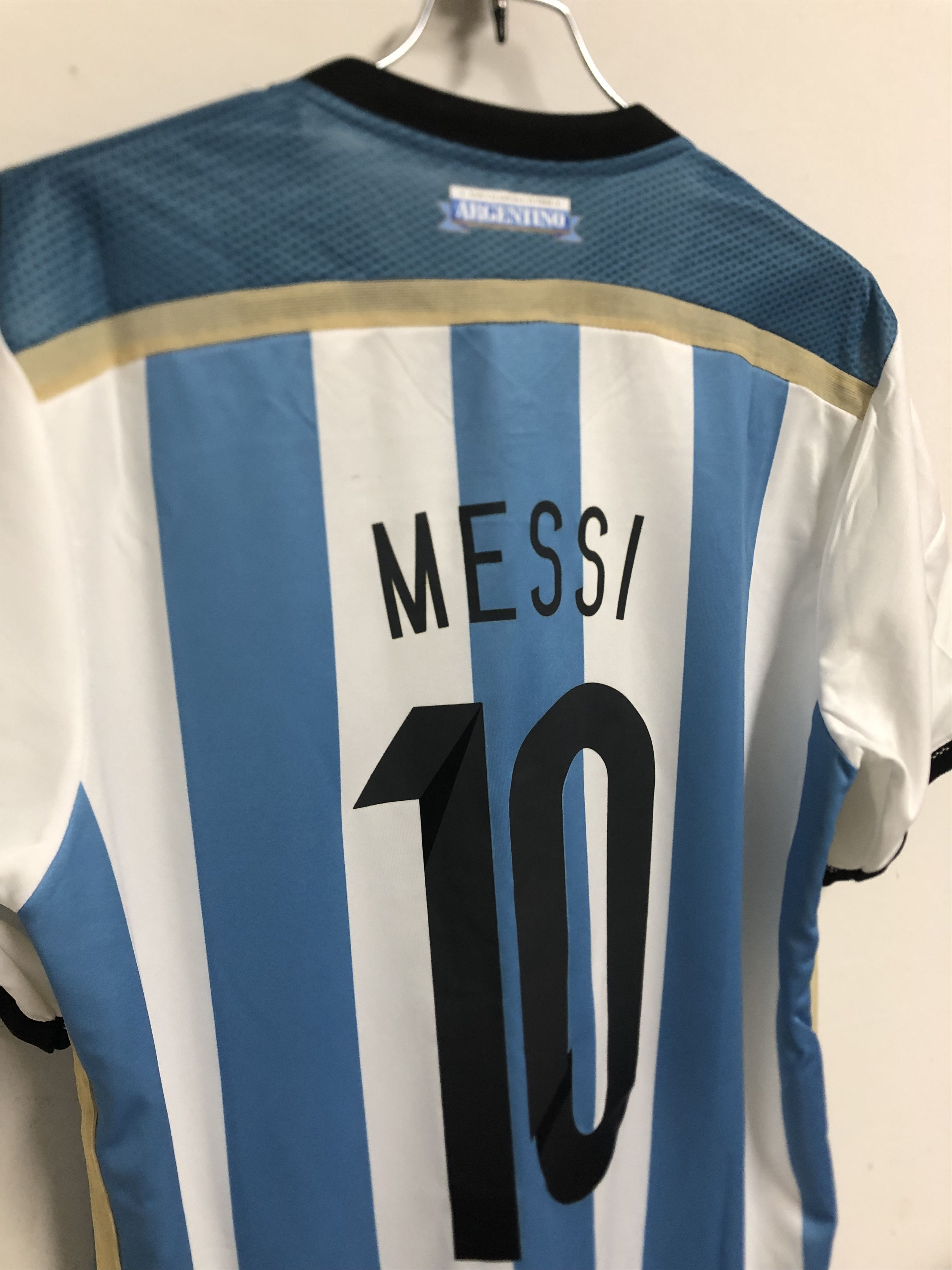 Vintage 2014 World Cup Argentina Messi Home Jersey Size US L / EU 52-54 / 3 - 4 Thumbnail
