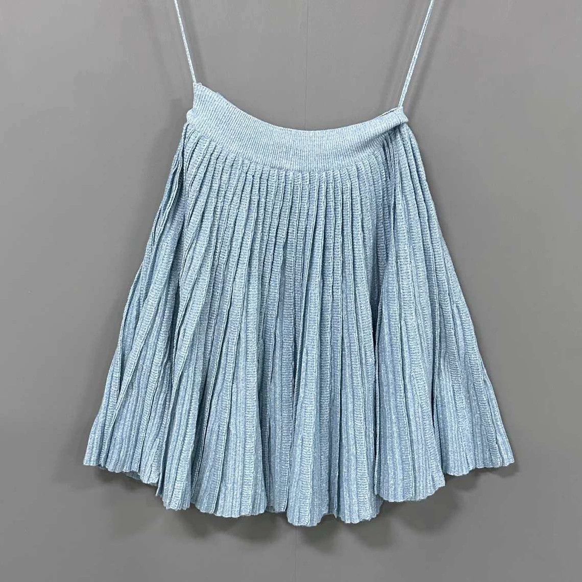 Chanel Chanel Light Blue Pleated Knit Skirt Women's 34 Size 25" / US 0 / IT 36 - 3 Thumbnail