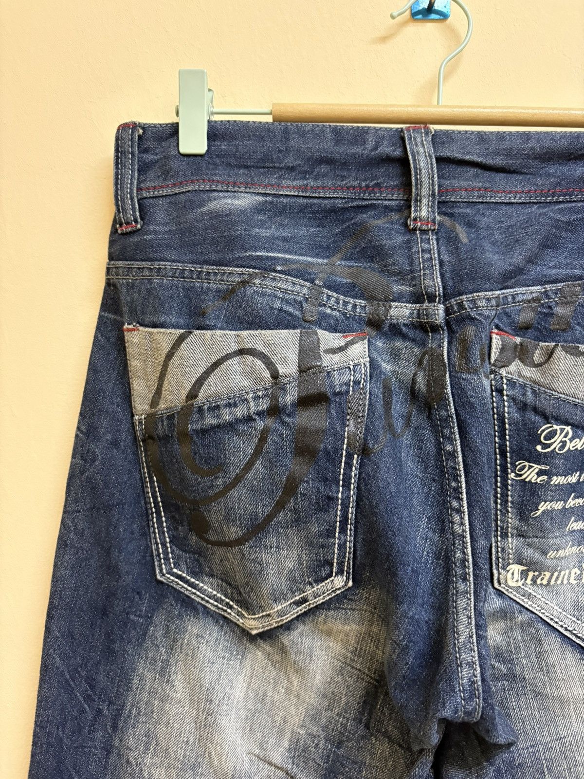 If Six Was Nine × Japanese Brand Vintage Y2k Wild Life Poem Wording Flared Jeans Size US 32 / EU 48 - 7 Thumbnail