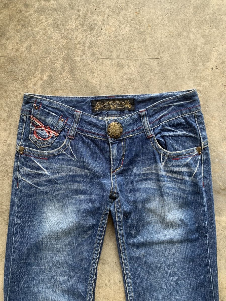 14th Addiction × If Six Was Nine × Japanese Brand Vintage Red Pepper Embroidery Bootcut Jeans Size US 33 - 4 Thumbnail