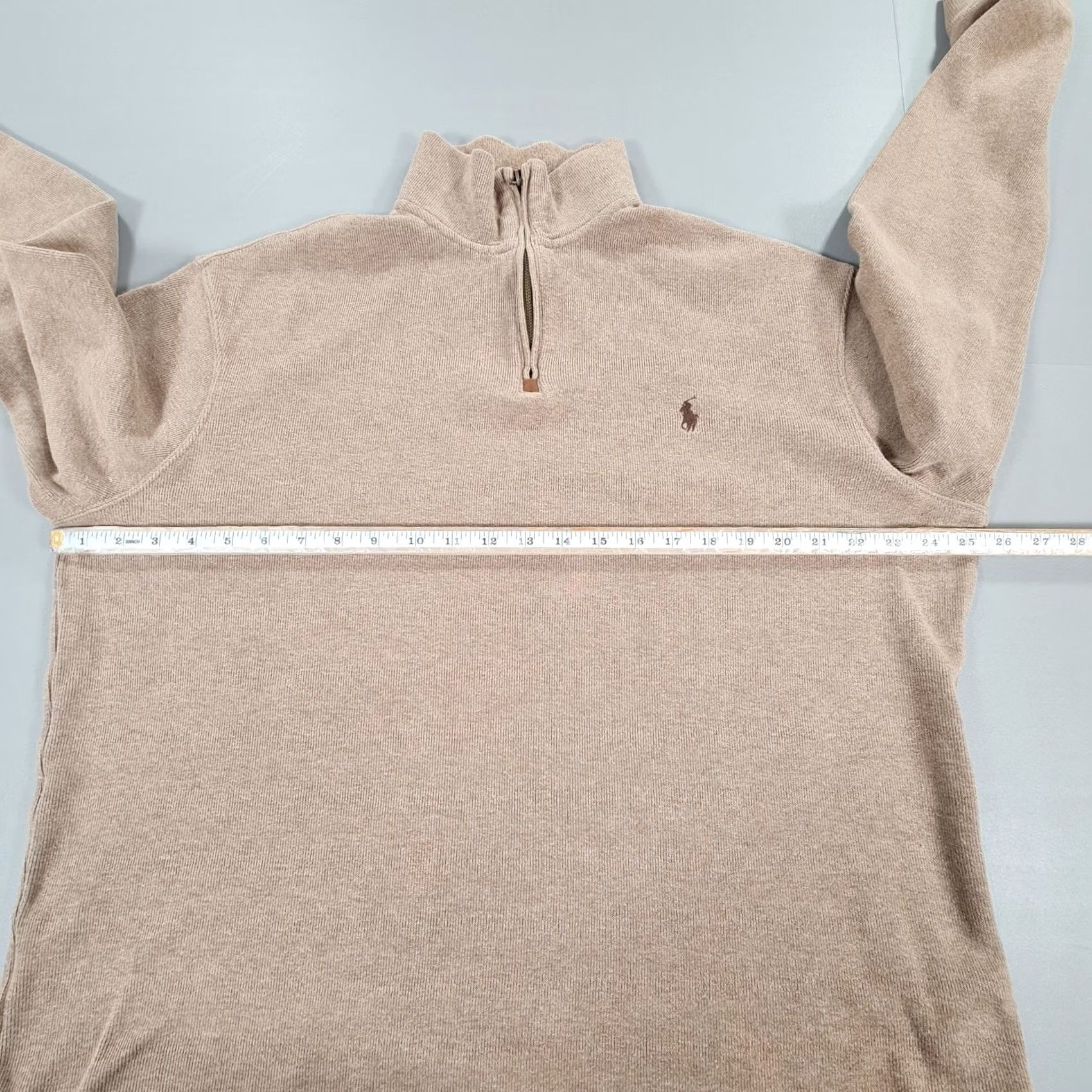 Polo Ralph Lauren Polo Ralph Lauren Mens Jumper Brown Large Quarter Zip Knit Pullover Cotton Size US M / EU 48-50 / 2 - 6 Thumbnail