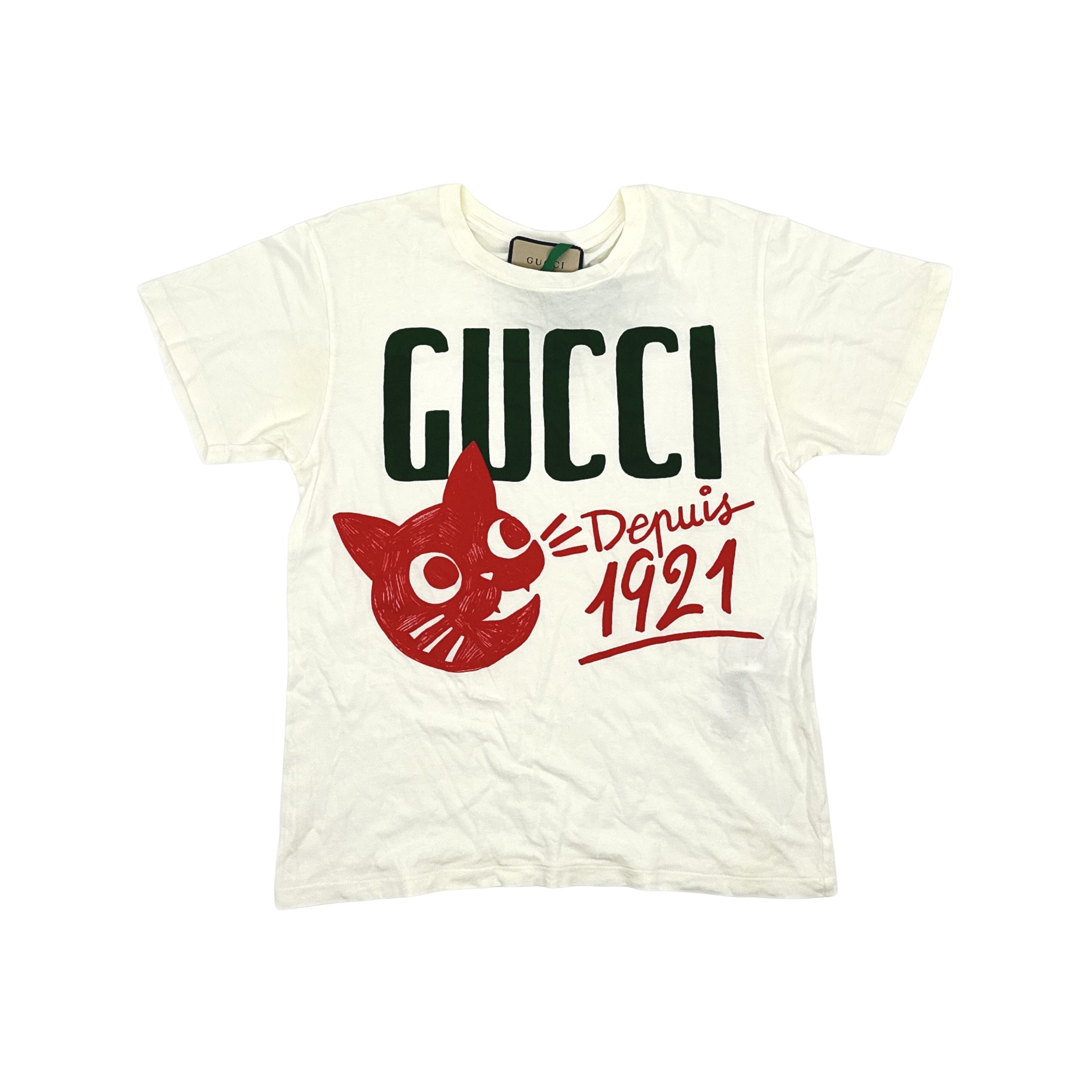 Gucci Gucci Logo Cat Print T-Shirt XXS Size XXS / US 00 / IT 34 - 1 Thumbnail