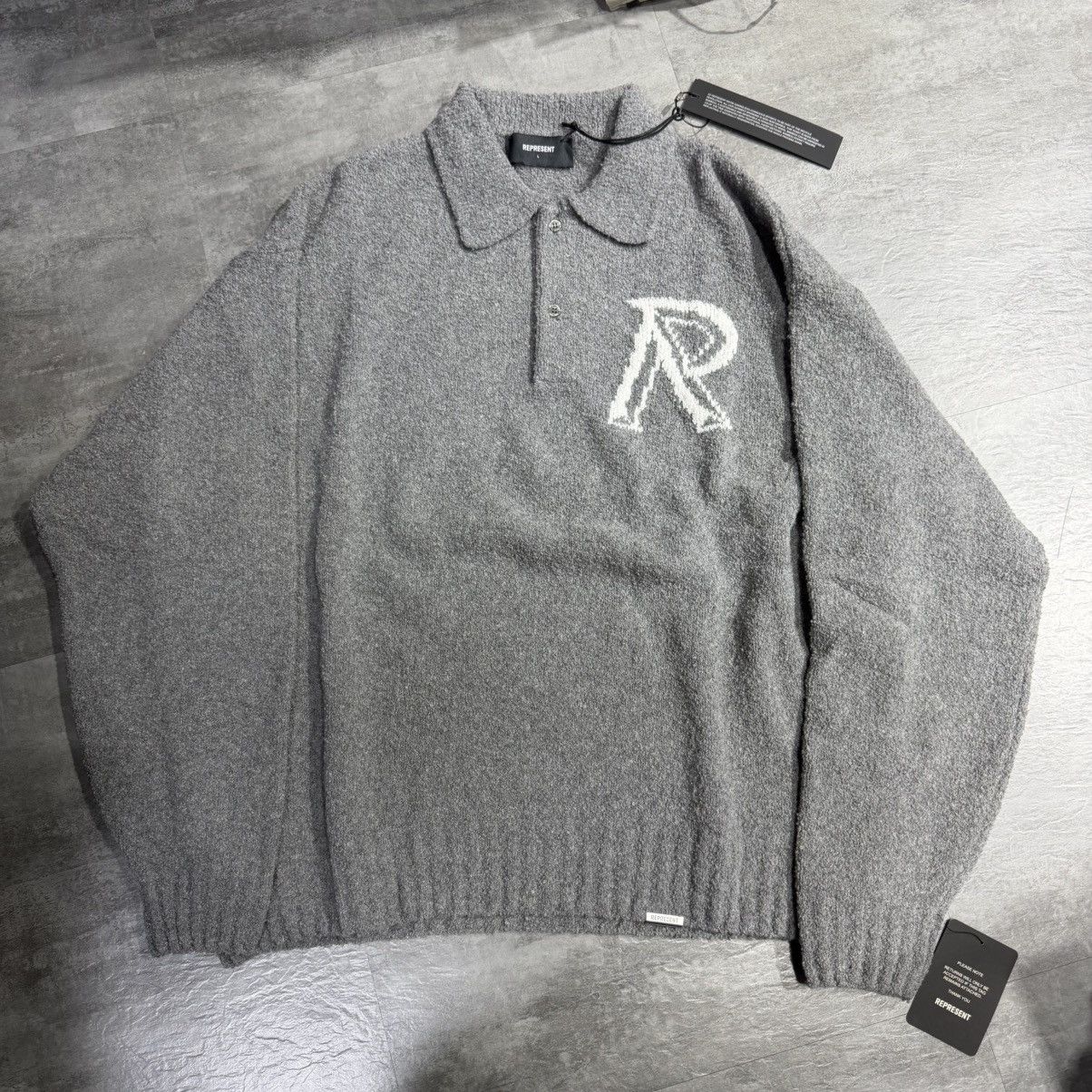 Represent Clo. Represent Initial Boucle Polo - Grey Large Size US L / EU 52-54 / 3 - 1 Thumbnail