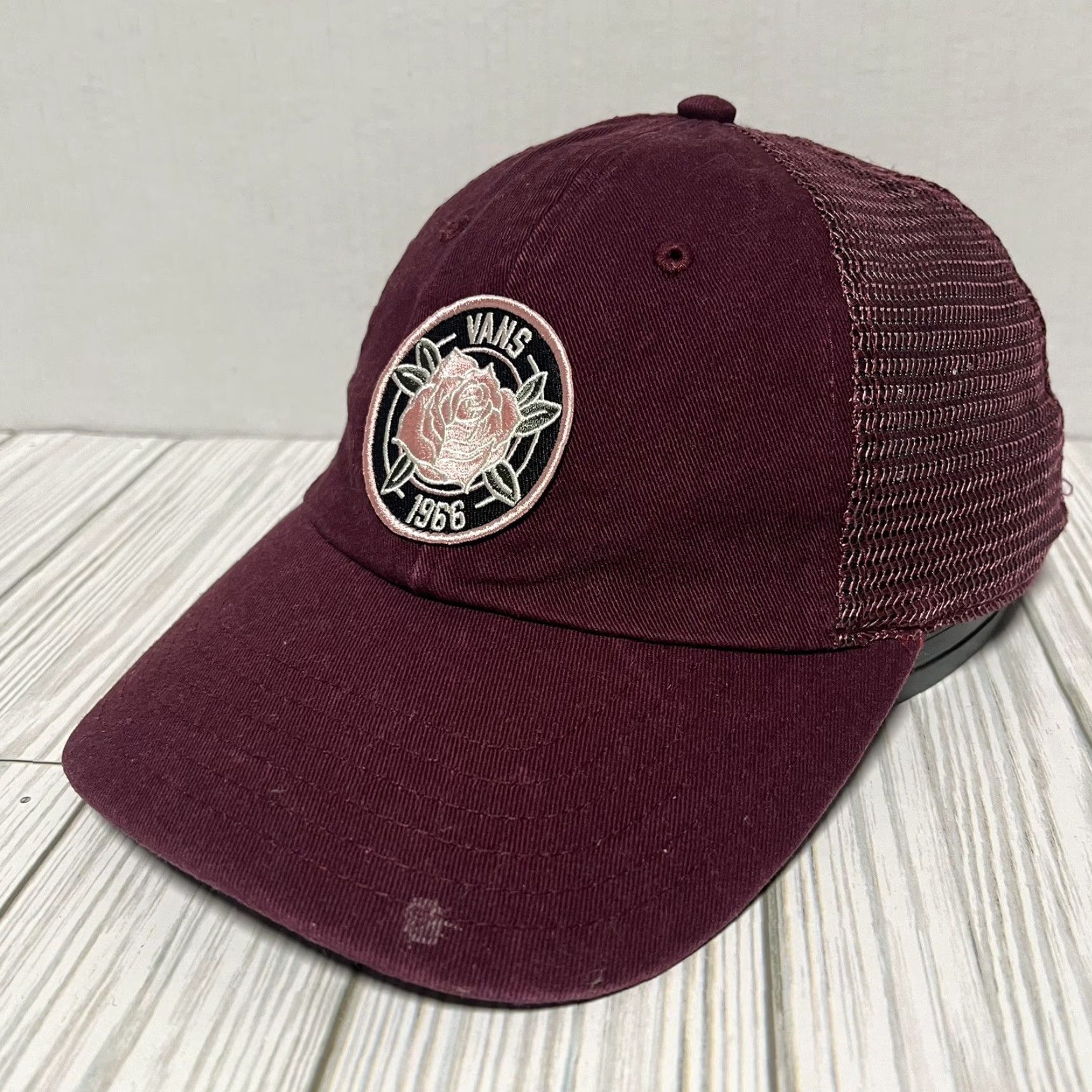 Vans VANS Hat Cap Snap Back Trucker Rose Burgundy Adjustable Skater Skateboard Men One Size Red Colorful Sports Casual Size ONE SIZE - 3 Thumbnail