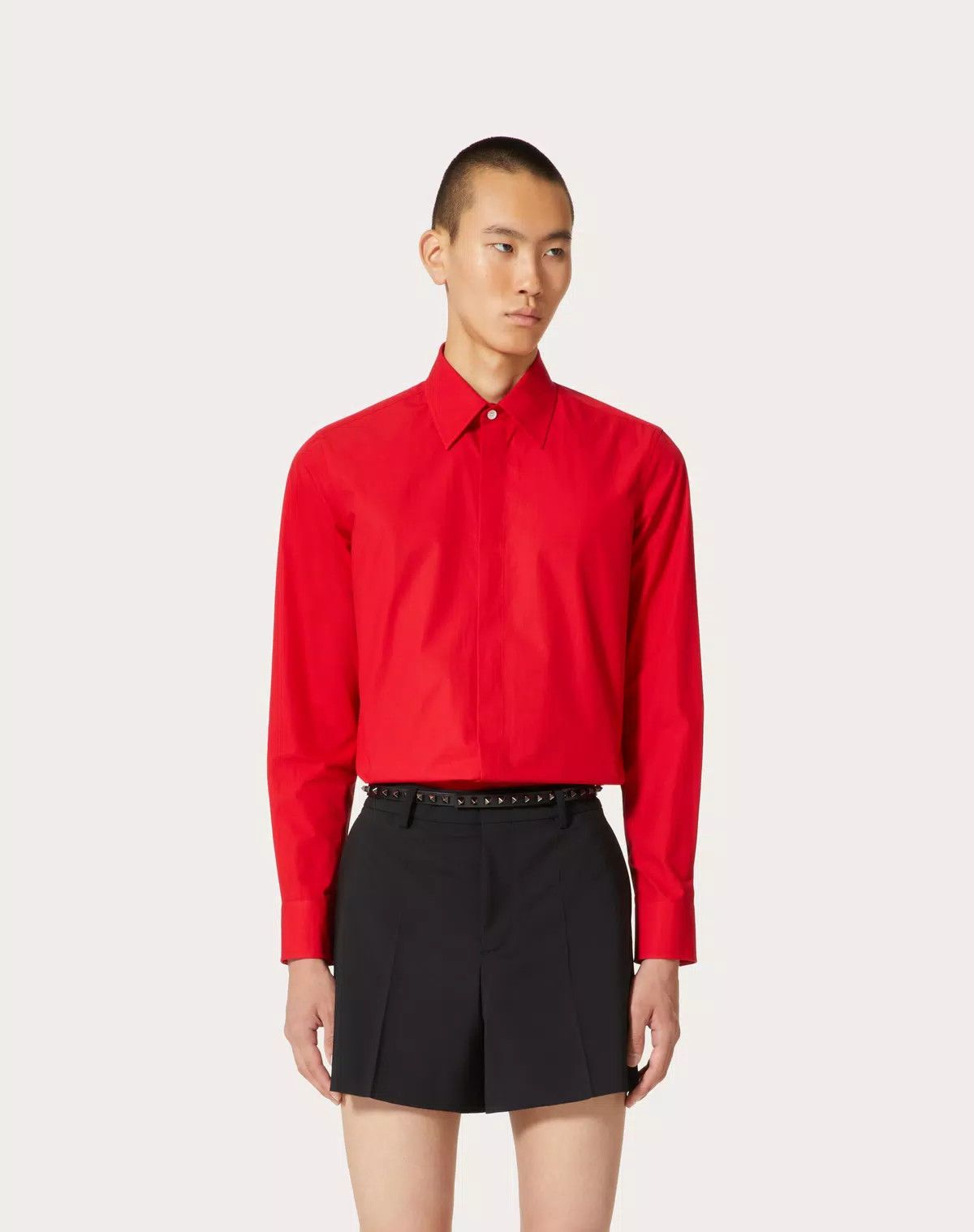 Valentino oc11z0725 Heavy Cotton Poplin Long Sleeve Shirt in Red Size US M / EU 48-50 / 2 - 4 Thumbnail