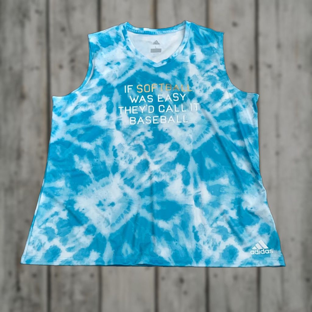 Adidas Adidas Tank Top Womens Large Poly Tie Dye Sea Breeze Graphic Perf Print New Softball Casual Size L / US 10 / IT 46 - 1 Thumbnail