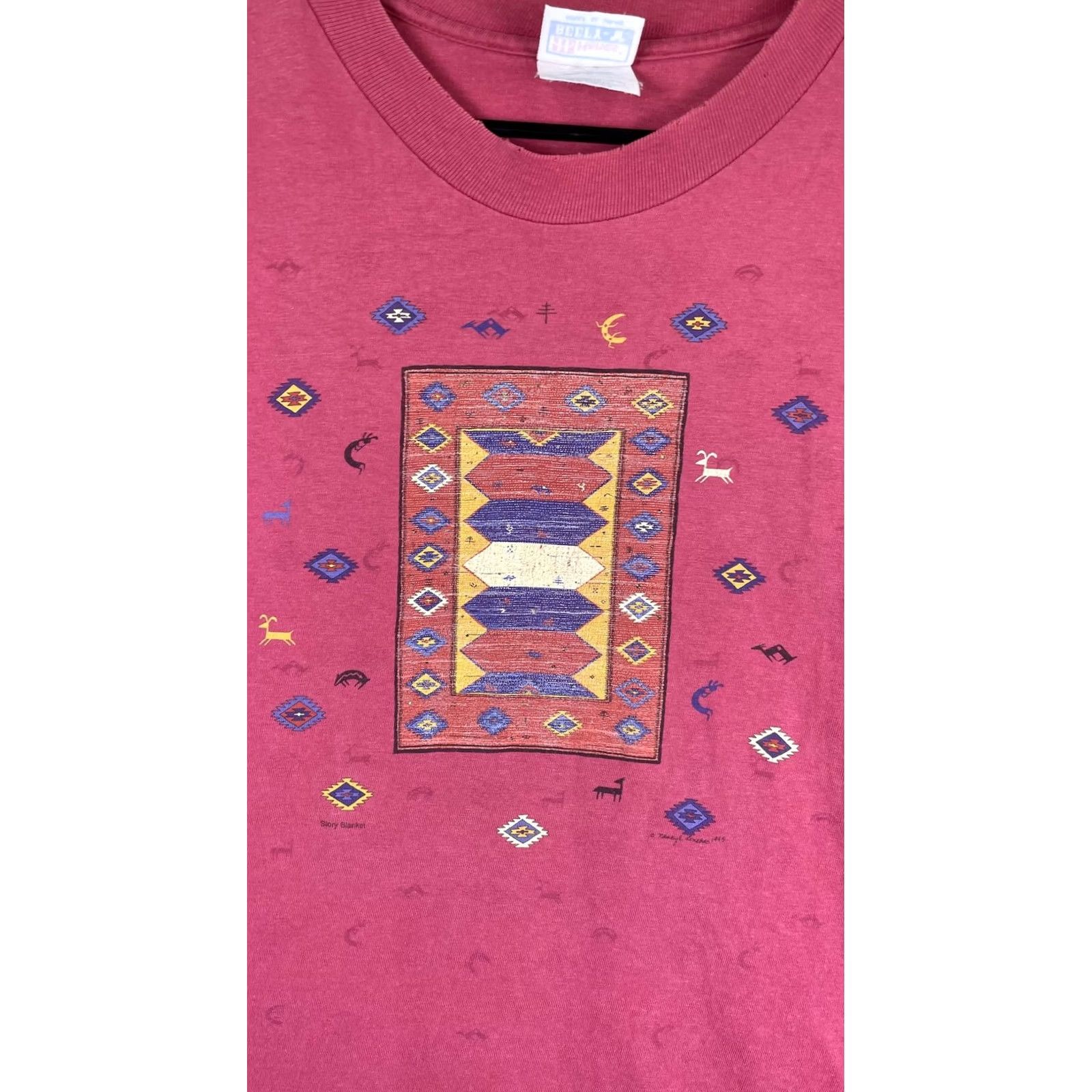 Hanes VINTAGE Hanes Beefy-T Santa Fe Southwest Shirt Mens XL Pink Graphic 90s Size US XL / EU 56 / 4 - 2 Thumbnail