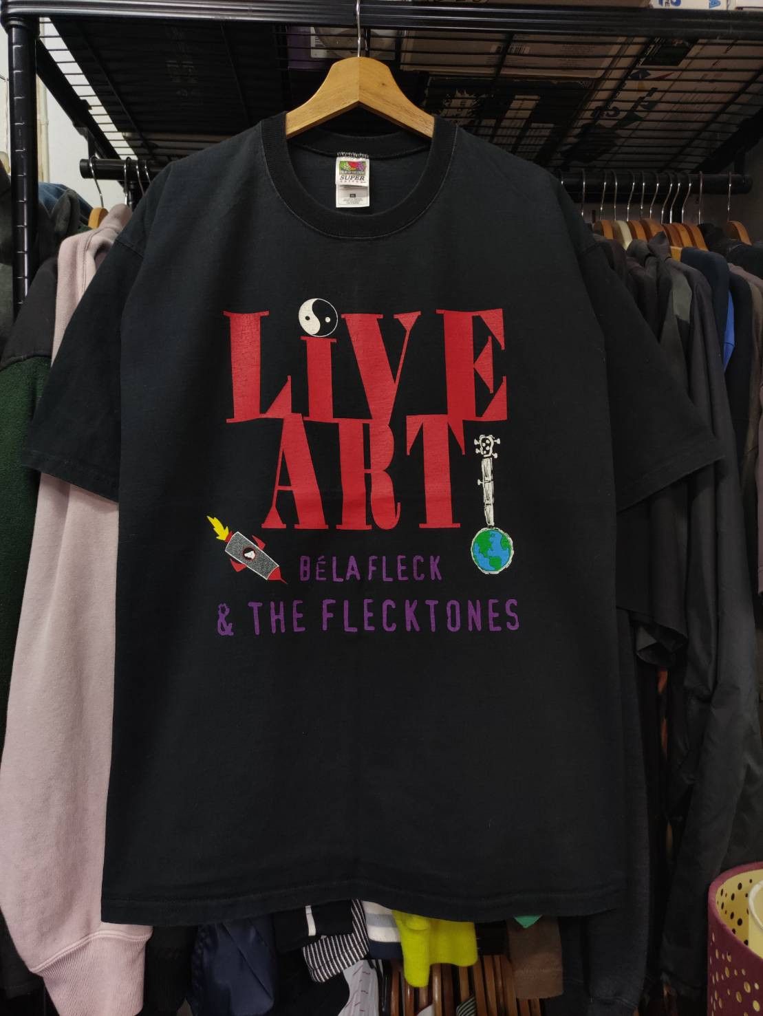 Band Tees Vtg 90's Béla Fleck and the Flecktones " Live Art " T-Shirt Size US XL / EU 56 / 4 - 2 Thumbnail