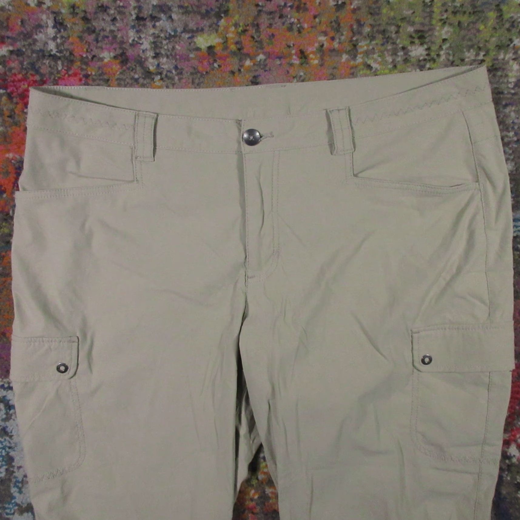 Eddie Bauer Eddie Bauer Pants Womens 16 Beige Cropped Regular Mid Rise Nylon Spandex Light Stretch Pockets Zipper Button Logo Solid Nature Size 38" / US 16 / IT 52 - 3 Thumbnail