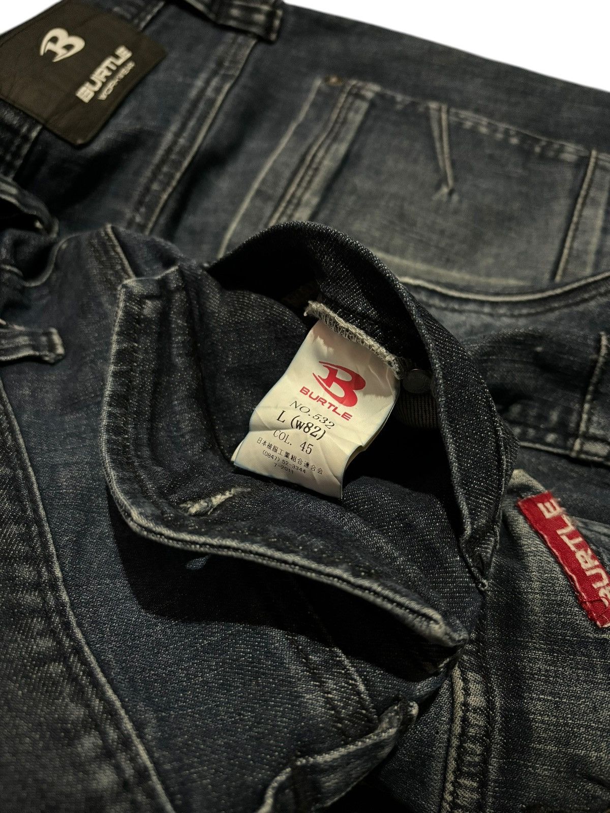 Japanese Brand Burtle Multi Pocket Distressed Cargo Jeans Denim Size US 32 / EU 48 - 8 Thumbnail