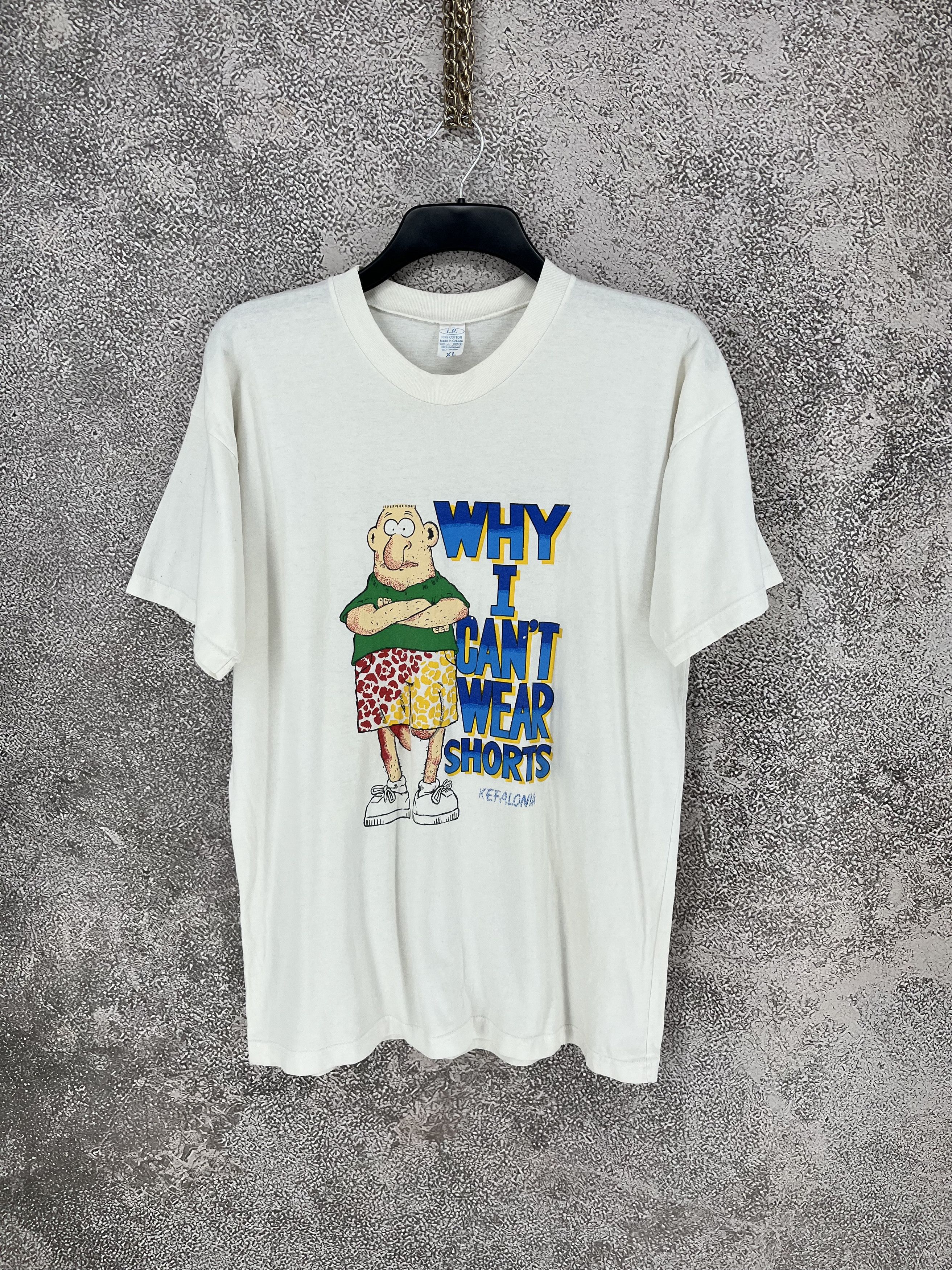 Vintage Y2K 90’s Vintage Why I Can’t Wear Shorts Funny T Shirt Size US XL / EU 56 / 4 - 2 Thumbnail
