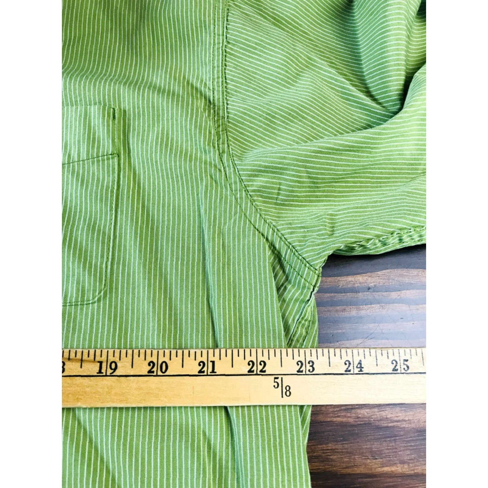 Wrangler Wrangler Shirt Men's Large Green White Striped Button-Up Long Sleeve Western Pearl Collar-Down Size US L / EU 52-54 / 3 - 3 Thumbnail